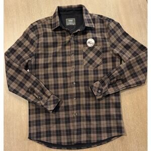 Nomad Craft&Flow Flannel Shirt Jacket M Brown Buffalo Plaid Thermal Lined Shirt